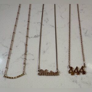 Rose Gold Mateo Nameplate Stacking Necklaces & Herringbone Bracelet